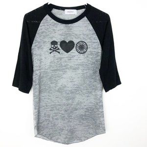 SOULCYCLE 3/4 sleeve baseball tee grey & black